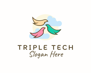 Kindergarten Triple Bird logo design