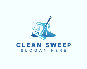 Cleaning Mop Station logo design