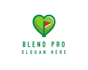 Golfer Flag Heart logo design