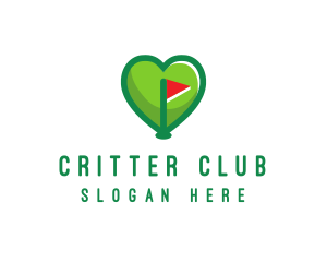 Golfer Flag Heart logo design