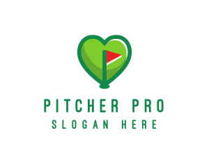 Golfer Flag Heart logo design