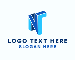 Geometric 3D Letter N Company Logo