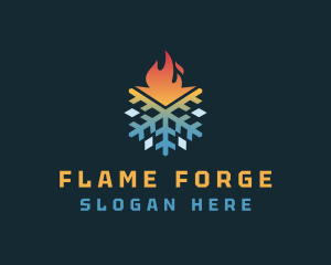 Thermal Snowflake Flame logo design