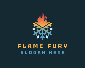 Thermal Snowflake Flame logo design