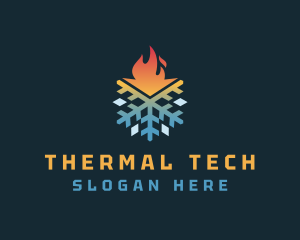 Thermal Snowflake Flame logo design