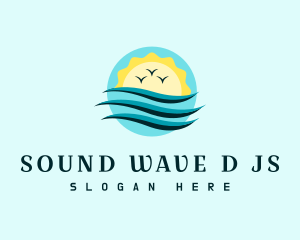 Beach Wave Sunset logo design