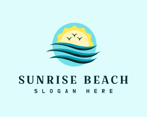 Beach Wave Sunset logo design