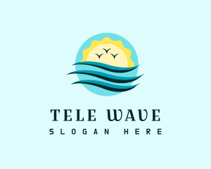 Beach Wave Sunset logo design