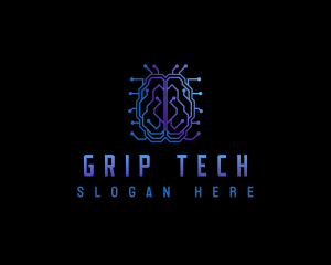 Brain Tech Circuit logo design