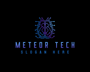 Brain Tech Circuit logo design