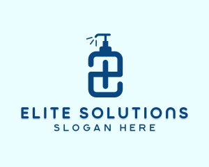 Blue Hand Sanitizer Letter E logo design