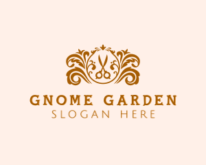 Scissors Gardening Wreath logo design