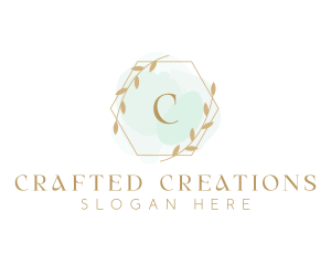 Leaf Watercolor Wedding Event logo design