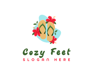 Summer Hibiscus Slippers logo design