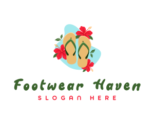 Summer Hibiscus Slippers logo design