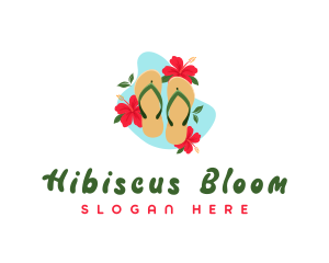 Summer Hibiscus Slippers logo design