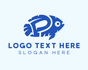 Blue Fish Letter P Logo