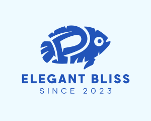 Blue Fish Letter P logo