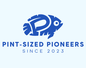 Blue Fish Letter P logo design