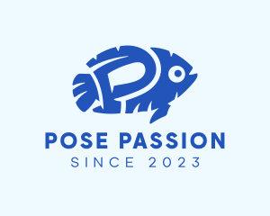 Blue Fish Letter P logo design