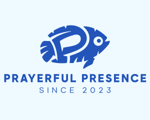 Blue Fish Letter P logo design