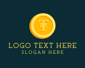 3D Gold Coin Letter T logo