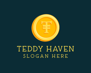 3D Gold Coin Letter T logo design