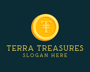 3D Gold Coin Letter T logo design