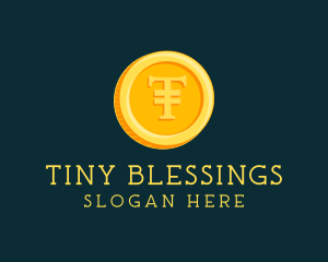 3D Gold Coin Letter T logo design