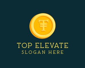 3D Gold Coin Letter T logo design