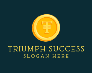 3D Gold Coin Letter T logo design