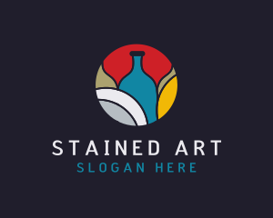 Stained Glass Bottle Booze logo design