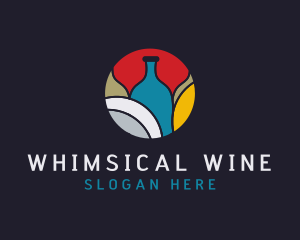 Stained Glass Bottle Booze logo design