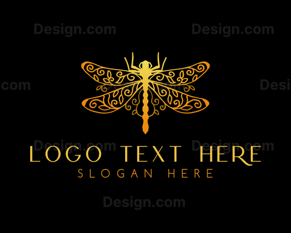 Golden Dragonfly Decoration Logo