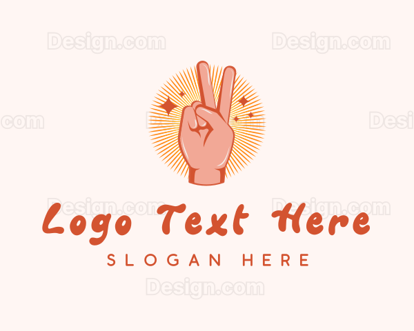 Hand Peace Gesture Logo