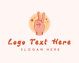 Hand Peace Gesture Logo