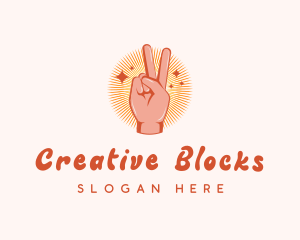 Hand Peace Gesture logo design