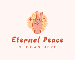 Hand Peace Gesture logo design