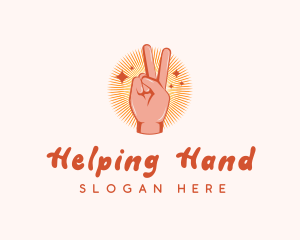 Hand Peace Gesture logo design