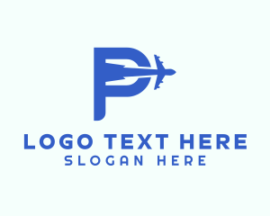 Blue Airplane Letter P logo