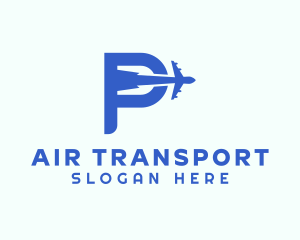 Blue Airplane Letter P logo