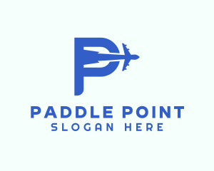 Blue Airplane Letter P logo design