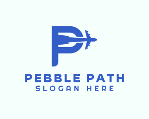 Blue Airplane Letter P logo design