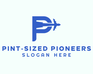 Blue Airplane Letter P logo design