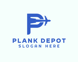 Blue Airplane Letter P logo design