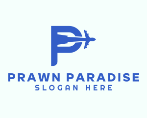 Blue Airplane Letter P logo design