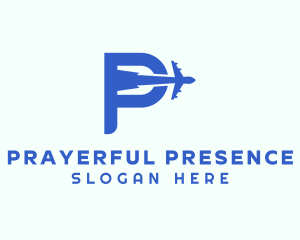 Blue Airplane Letter P logo design