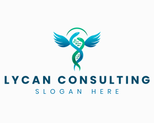 Medical DNA Caduceus logo design