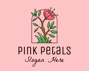 Wild Peony Flower logo design