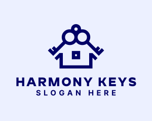 Blue Mortgage Key logo design